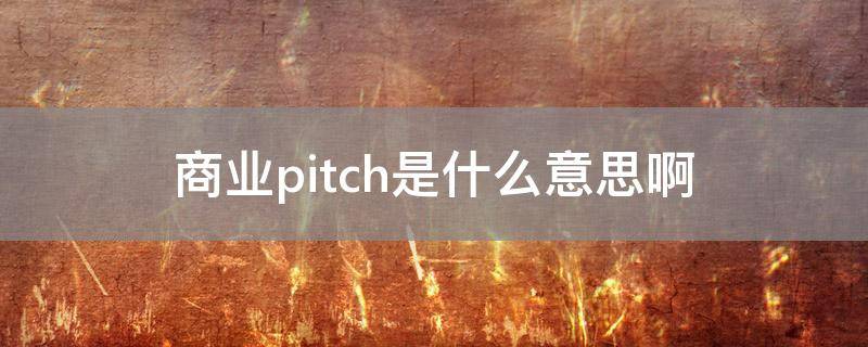 商业pitch是什么意思啊