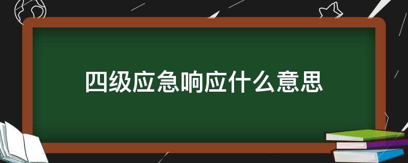 四级应急响应什么意思