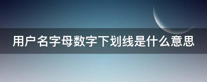 用户名字母数字下划线是什么意思