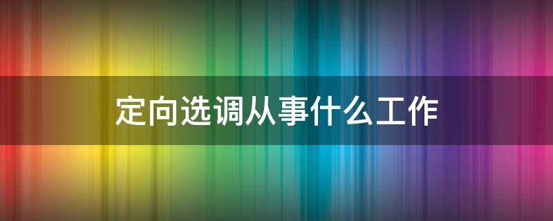 定向选调从事什么工作